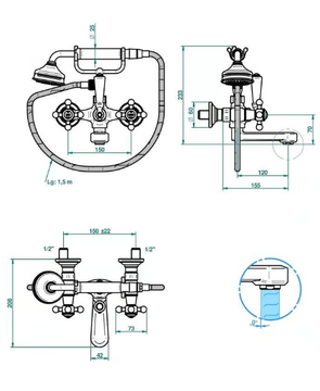 CHARLESTON - Wall mounted bath/shower mixer by THG Paris - view 3